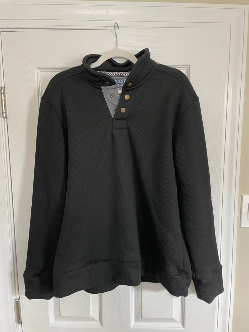 Maxxsel Black Fleece-Lined Henley Pullover